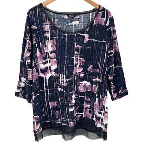 Simply Vera‎ Wang Crinkle Fabric 7/8 Length Sleeve Blouse Women 1X Multicolor